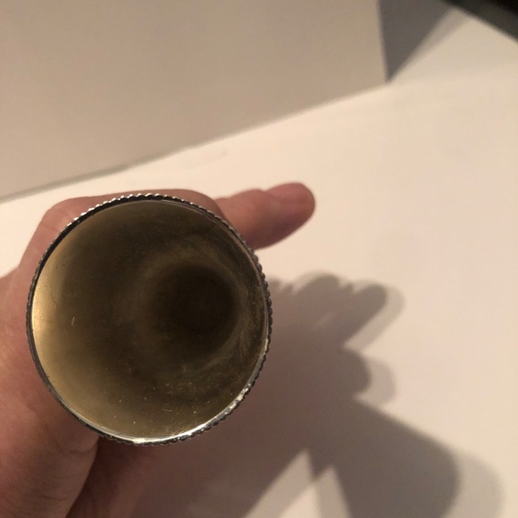 Vintage brass cone shaped match holder with silver candle snuffer. - Picture 4 of 9